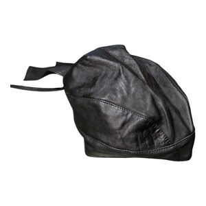 Black Leather Doo Rags Biker Head Wraps Skull Caps Motorcycle Headgear